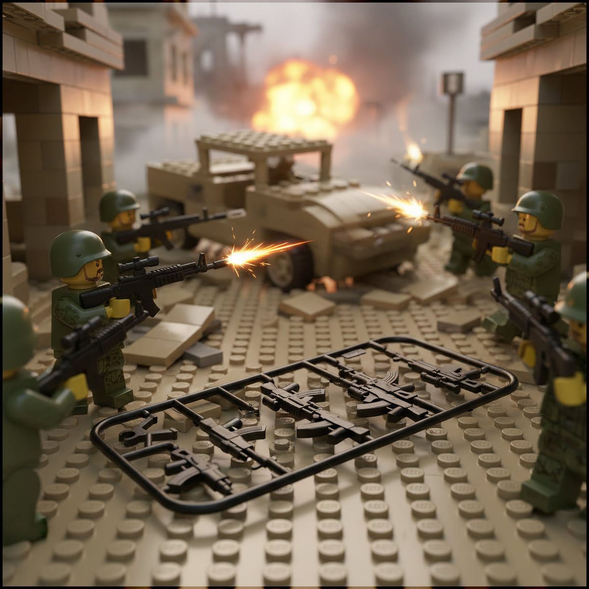 Black Assorted Rifle Sprue city street action scene