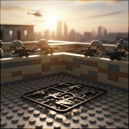Black Compact Firearm Sprue rooftop action scene