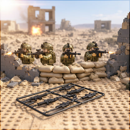 Black Tactical Rifle Sprue desert ruins action scene