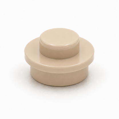 Brick Bros 1x1 classic round plate, Beige