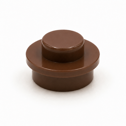 Brick Bros 1x1 classic round plate, Brown