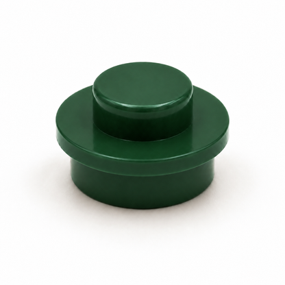 Brick Bros 1x1 classic round plate, Dark Green