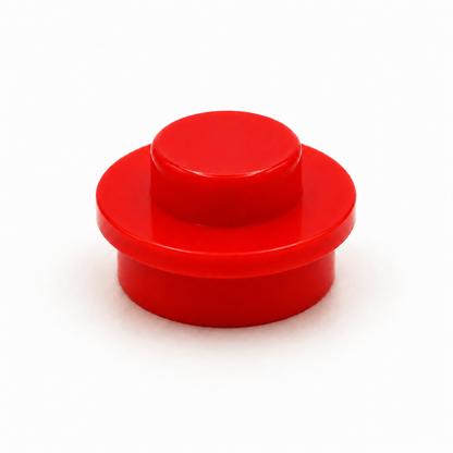 Brick Bros 1x1 classic round plate, Red