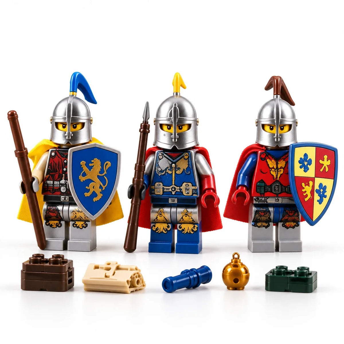 Knights Core Battle Pack, three representative figures and accessories on white