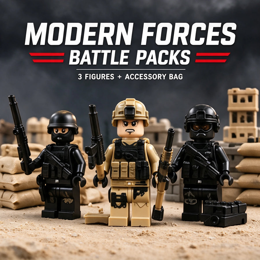 Modern Forces Core Battle Pack — 3 themed figures + accessory bag