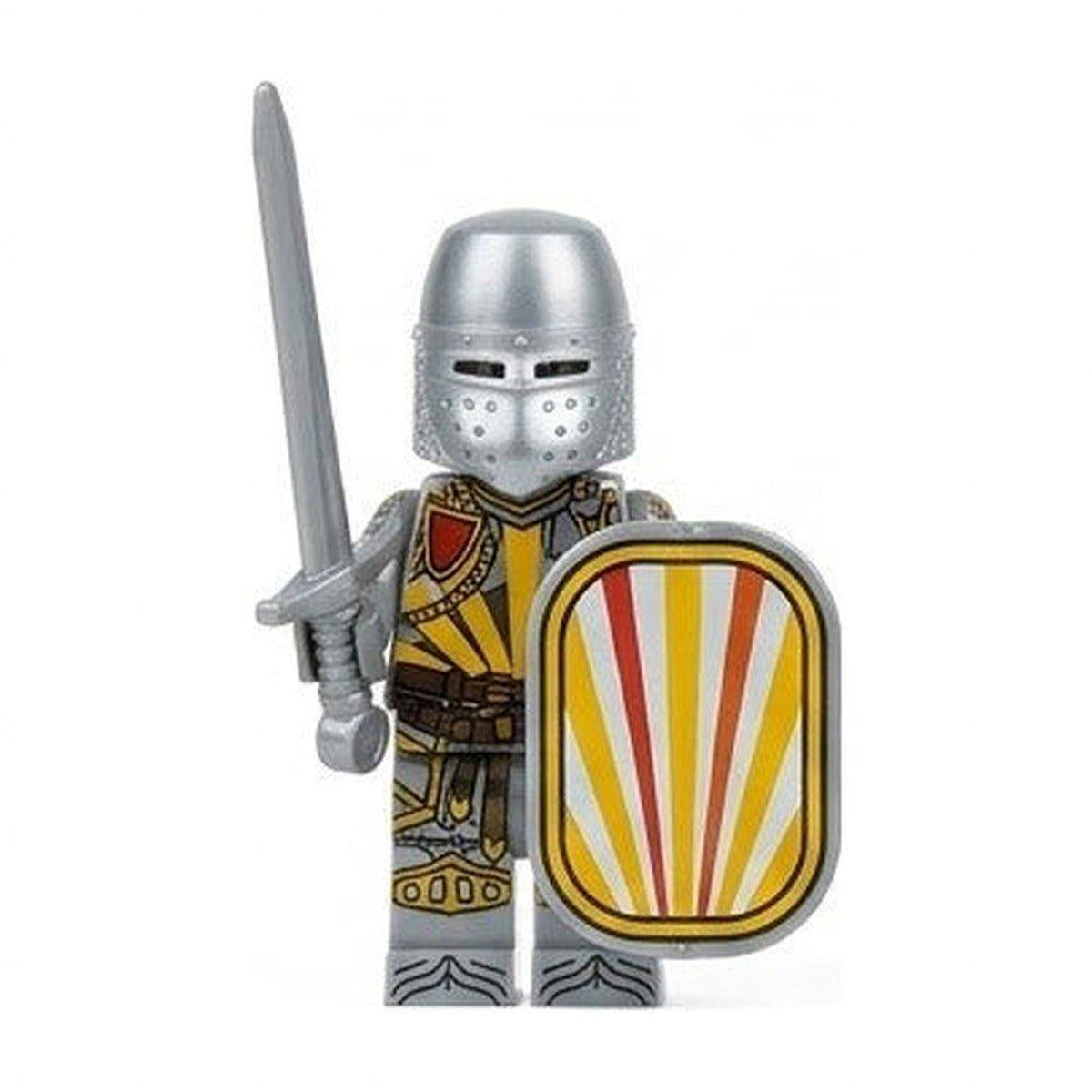 Medieval Knight with Sword and Sunburst Shield - Brick Bros