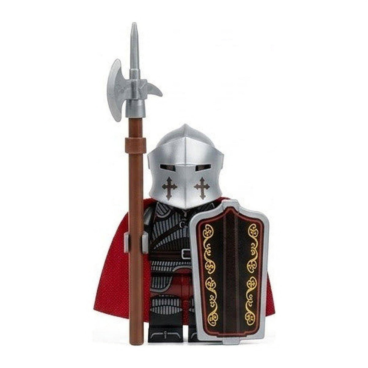 Medieval Knight with Halberd and Red Cape - Brick Bros