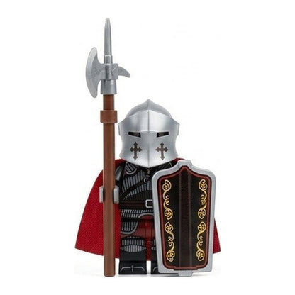 Medieval Knight with Halberd and Red Cape - Brick Bros