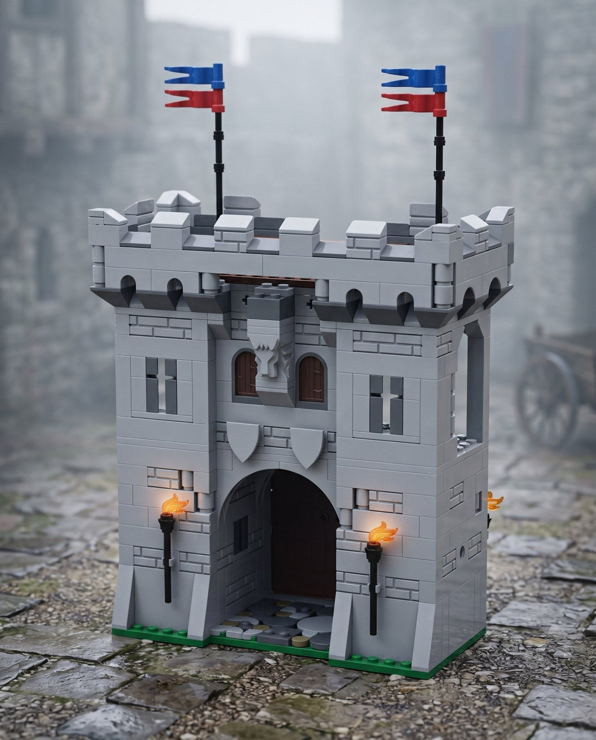 Two-Storey Gatehouse with Banners - Brick BrosMOC