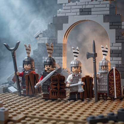 Clash of Empires: iron guard shieldwall. AI-generated display idea; figure details may differ. Scenery not included.