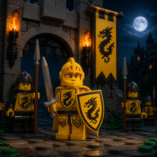 Dragon Knight guarding a torchlit castle gate