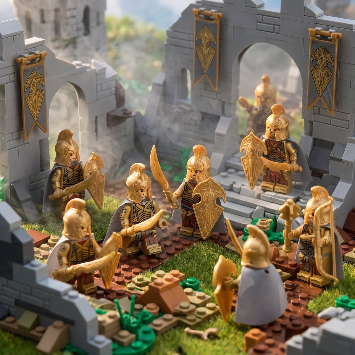 Elven Gold Legion medieval fantasy battle scene