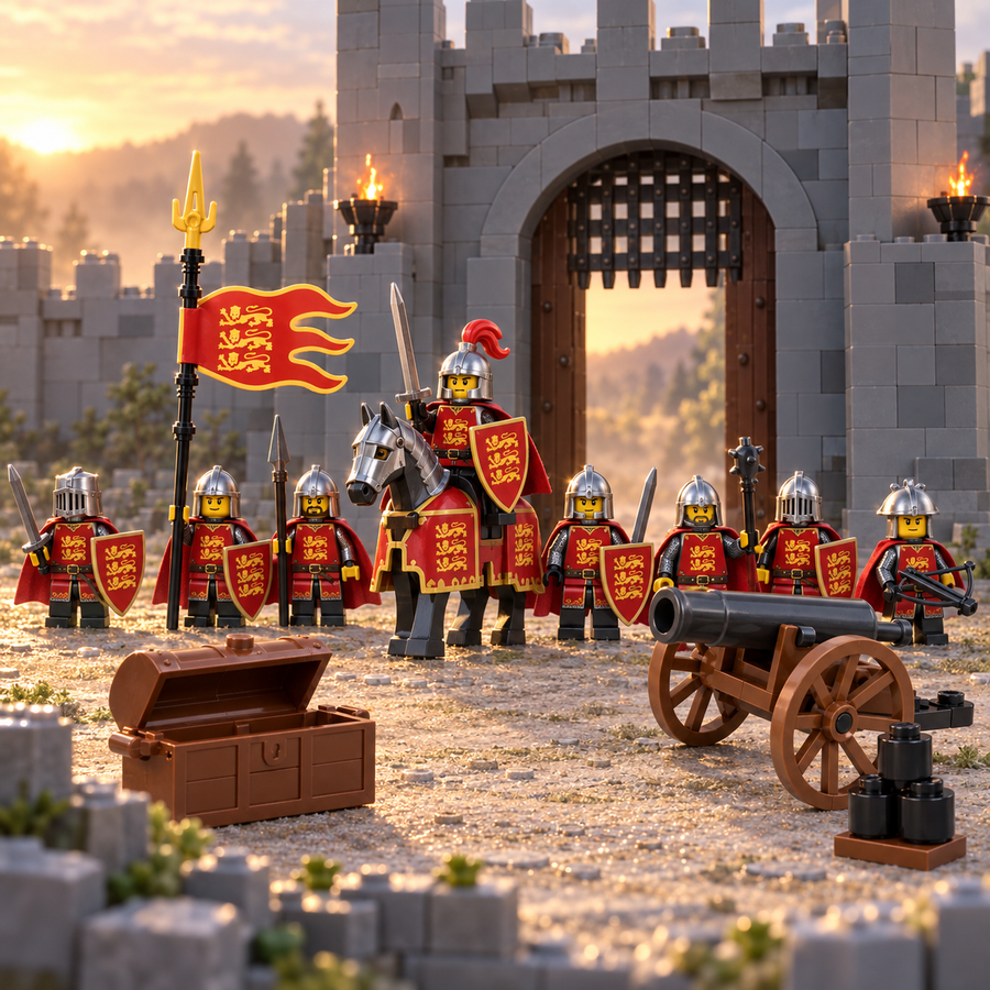 Castle Guard Battle Pack knights and armored warhorse