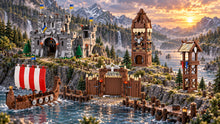 Vikings, Orcs & Dwarves Fantasy Build Kits multi-build scene. Each build sold separately; surrounding scenery is illustrative.
