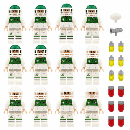 Football Players 12 Figure Team Set with helmets and accessories on white