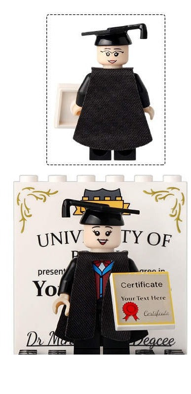 Graduation Day Scholar Building Brick Figure (Cap and Gown, Female)