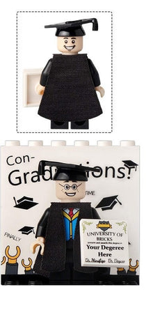 Graduation Day Scholar Building Brick Figure (Cap and Gown, Male)