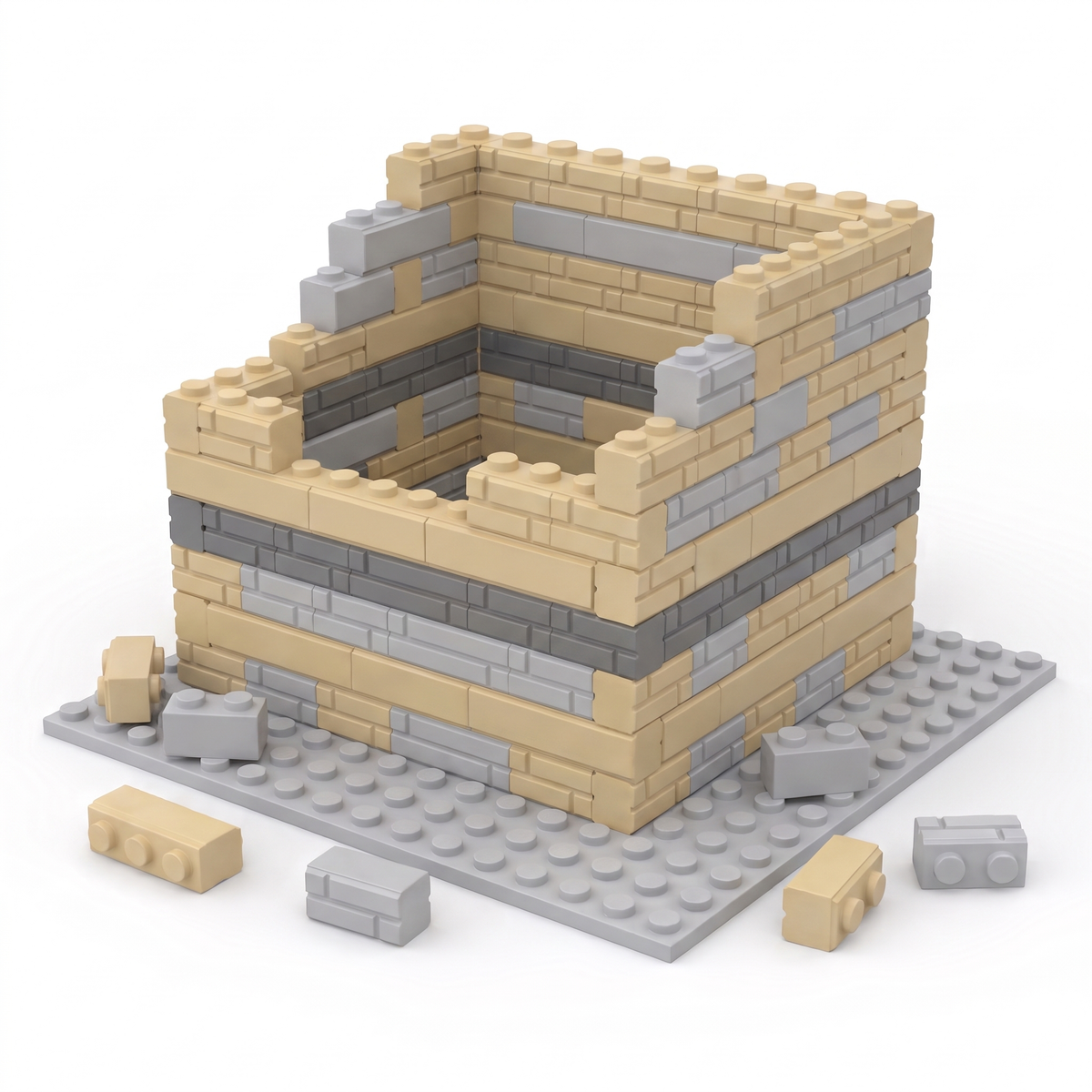 Half-built cottage made from tan and gray Masonry Style Bricks