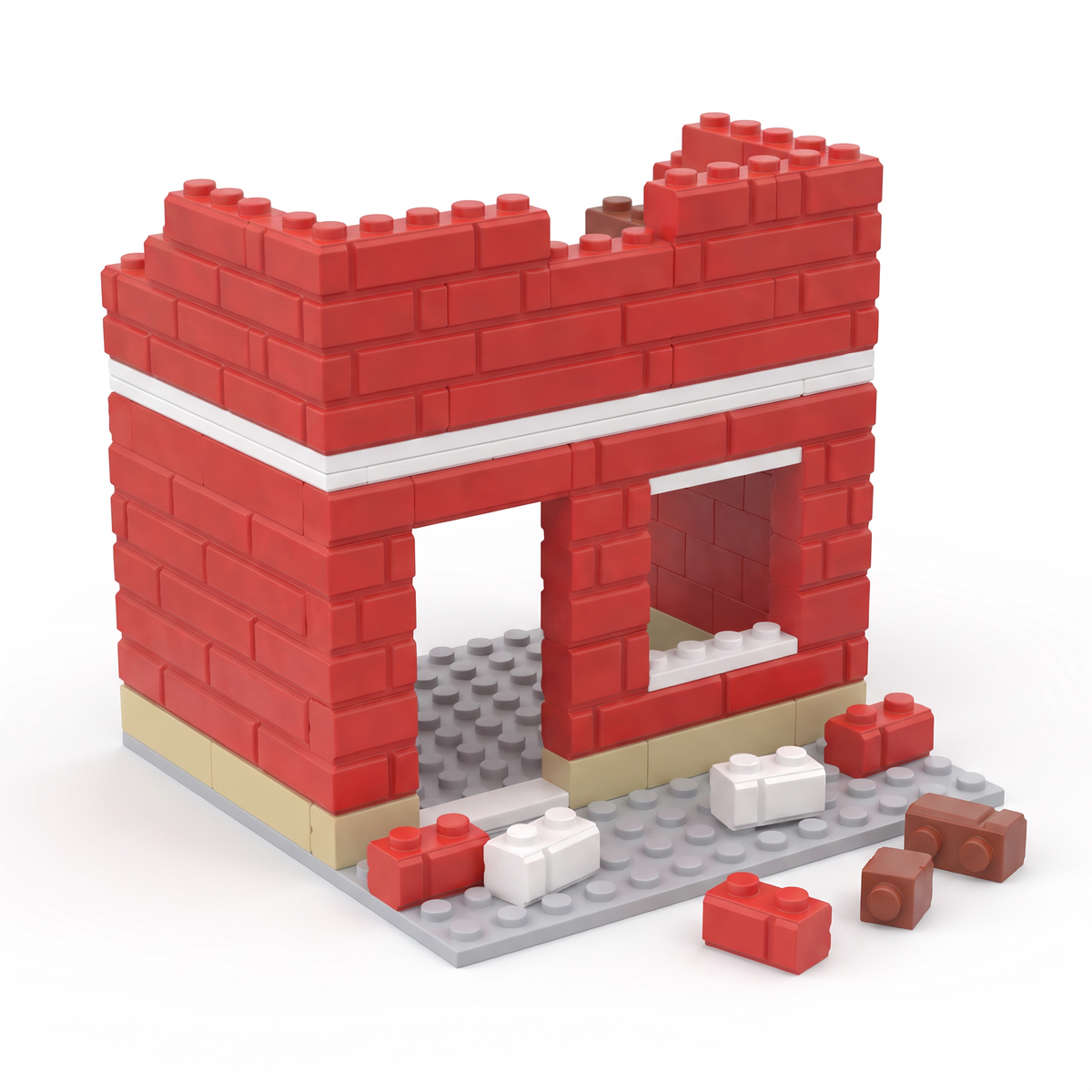 Half-built townhouse made from red, white and tan Masonry Style Bricks