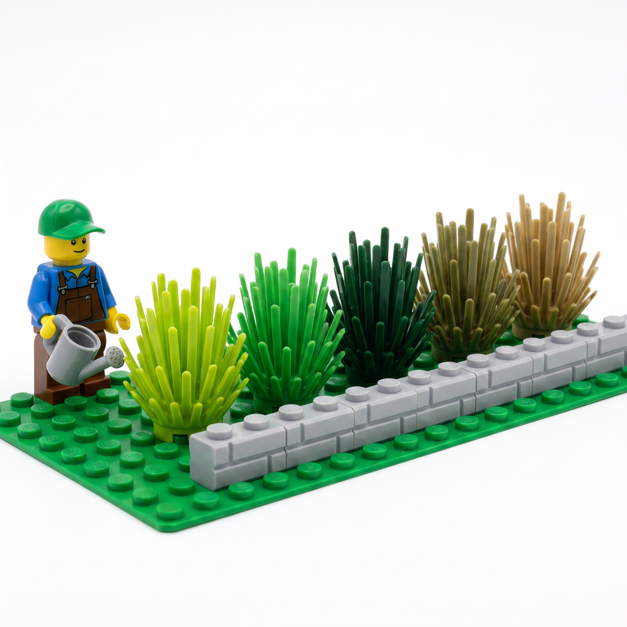 Bush pieces in five colors as a hedge row