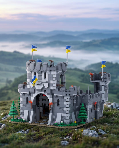 Stone Castle with Gatehouse and Corner Towers - Brick BrosMOC