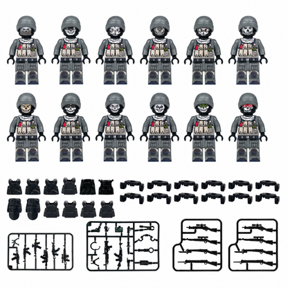 Paranormal Response Team complete 12-minifigure set with helmets, vests, belts, and four accessory frames