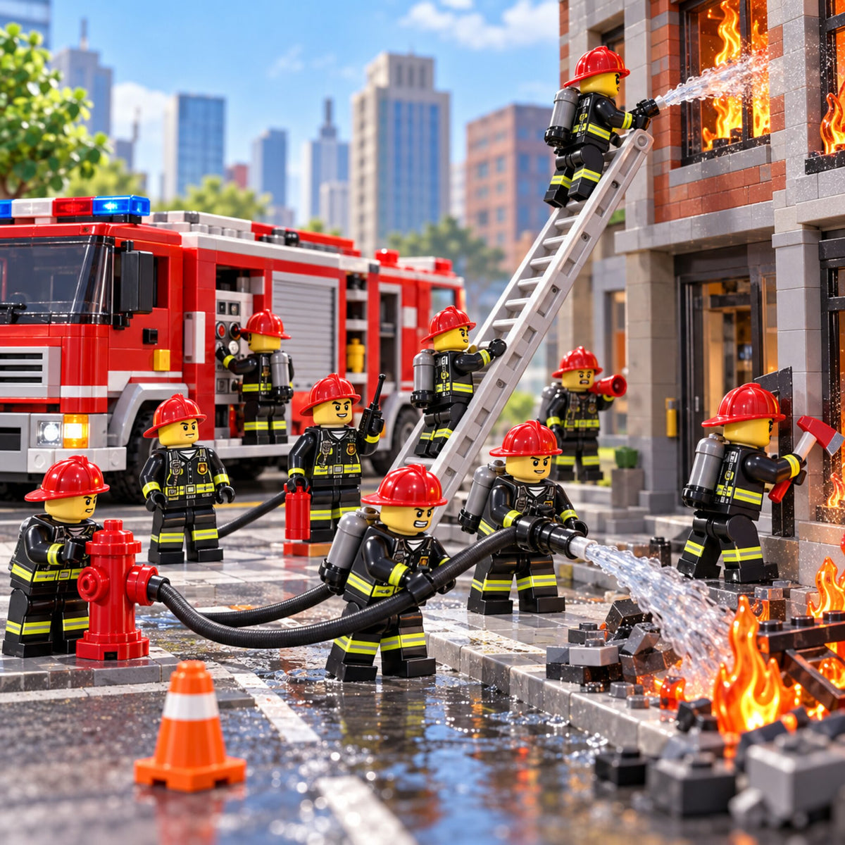 City Firefighter Crew action scene