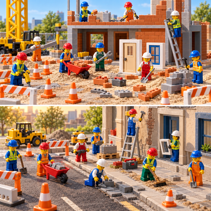 Construction Crew 12 Figure Set with Job-Site Accessories - Brick BrosMinifigure Set