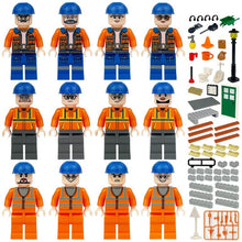 Construction Crew Minifigures Set, 12 Builders