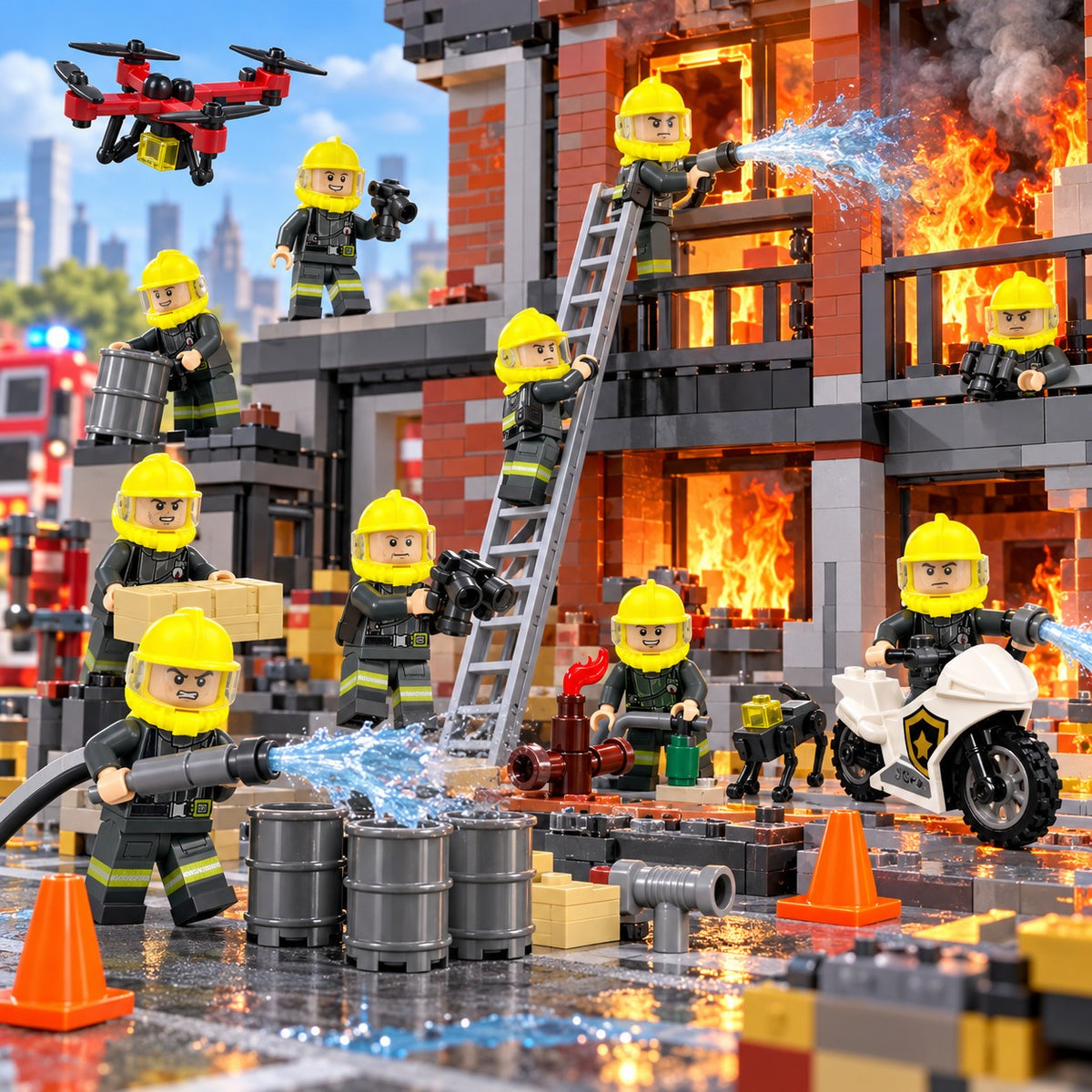 M8183 firefighter team in a brick-built rescue scene