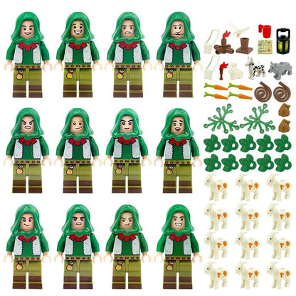 Woodland Shepherd Minifigures Set, 12 Figures