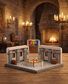 Great Hall Interior with Round Table and Hearth - Brick BrosMOC