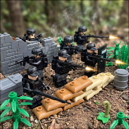 Minifigure Tactical Weapon and Gear Set 1 woodland action scene