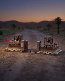 Barbed-Wire Checkpoint Gates with Guard Posts in an illustrative scene. Scenery and additional props not included.