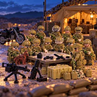 Modern Desert Special Forces squad at a brick-built forward base, scenery not included