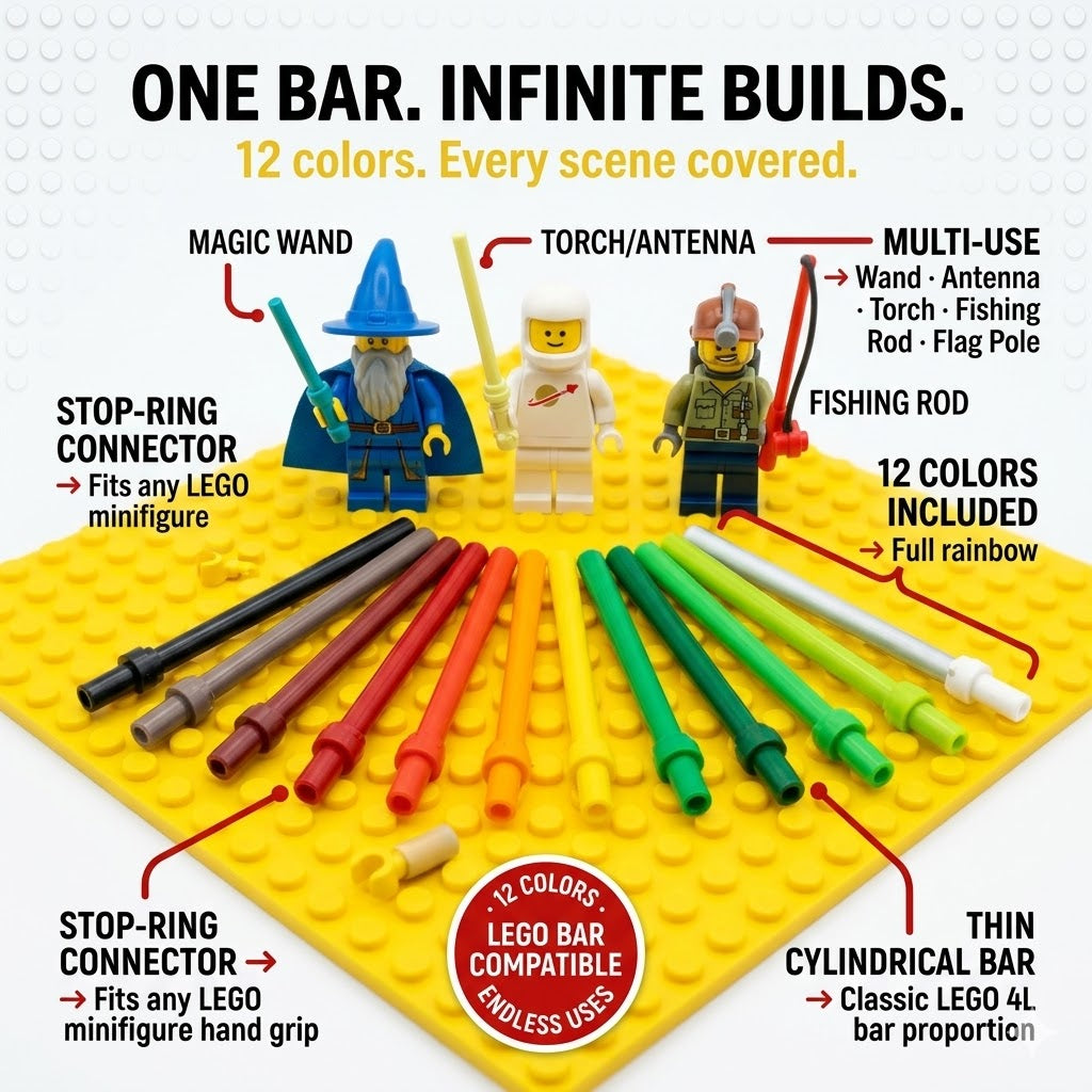 BrickBros 10-Color Minifigure Bar Rod Pack