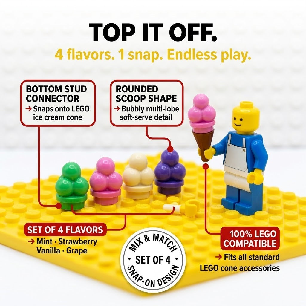 BrickBros Ice Cream Scoop Top 4-Pack