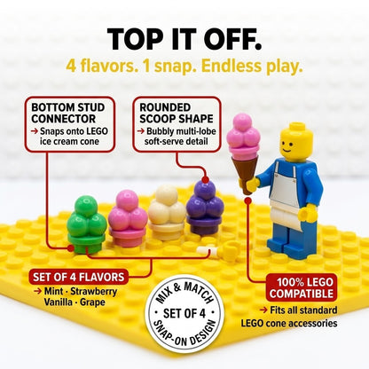 BrickBros Ice Cream Scoop Top 4-Pack