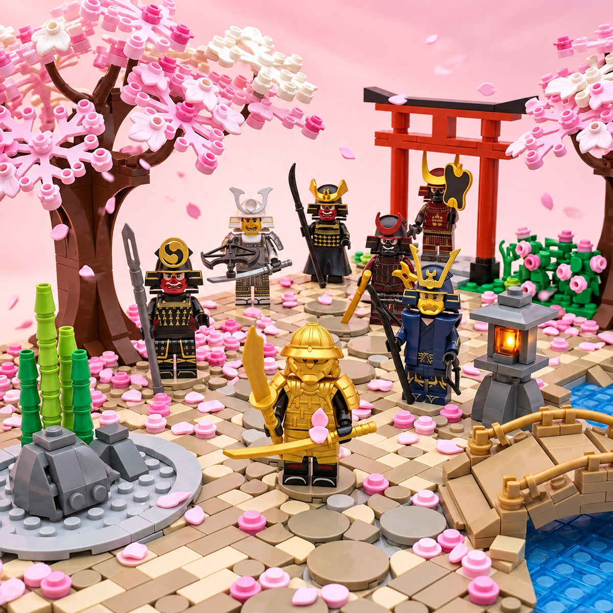 Oni Mask Samurai cherry blossom scene