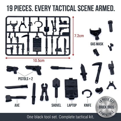Black Tactical Gear Pack Accessory Minifigure, brick-compatible minifigure accessory from Brick Bros, view 1