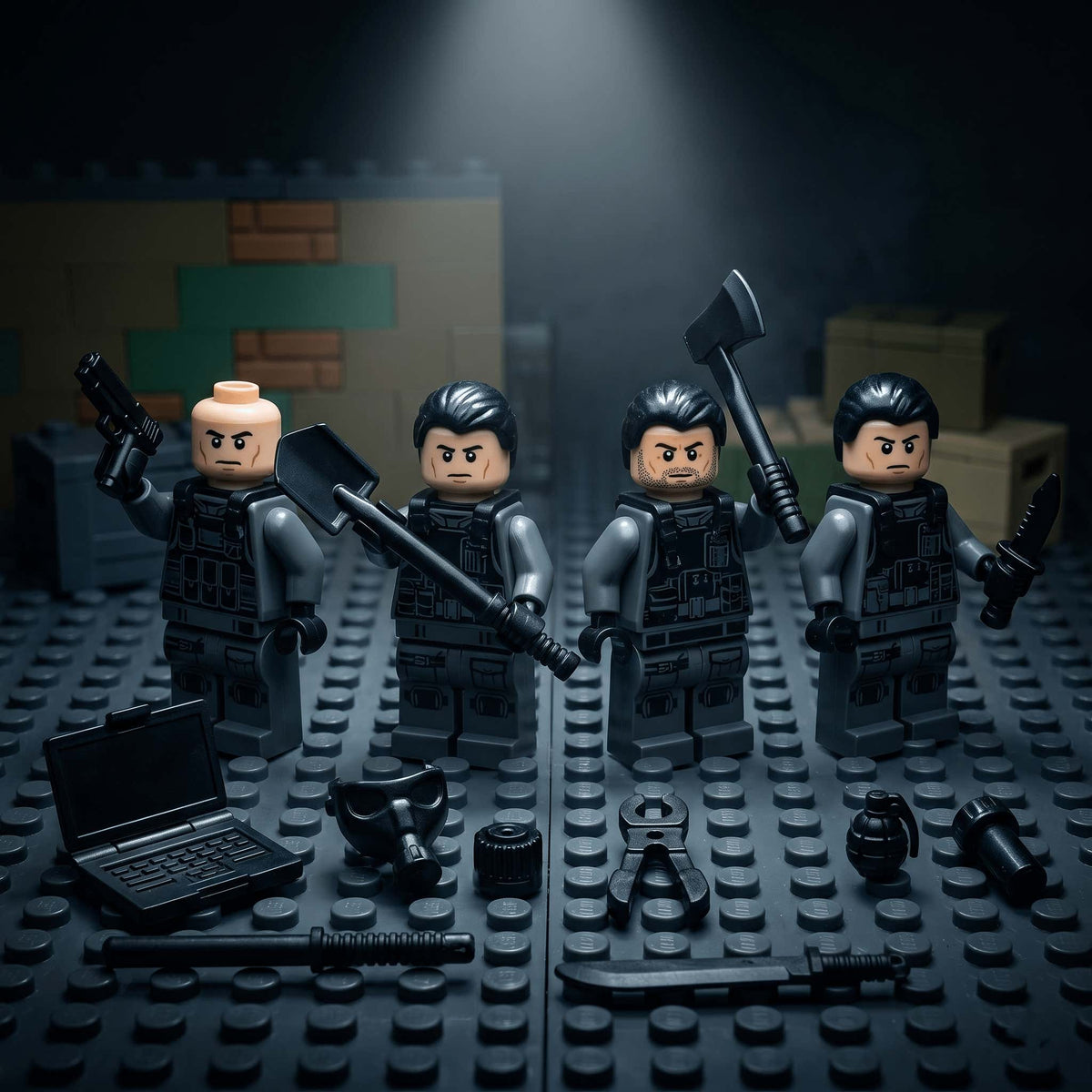 Black Tactical Gear Pack Accessory Minifigure, brick-compatible minifigure accessory from Brick Bros, view 2
