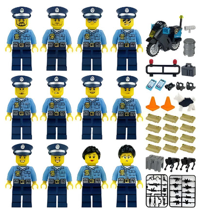 City Police with Motorcycle and K9 (12 Figures) exact set contents