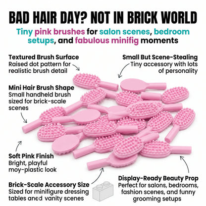 Pink Hair Brush Accessory Minifigure, brick-compatible minifigure accessory from Brick Bros, view 3