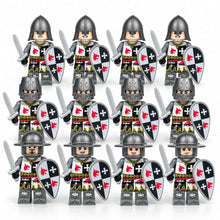 Red Wolf Crusader Minifigure Set, 12 Knights with Shields
