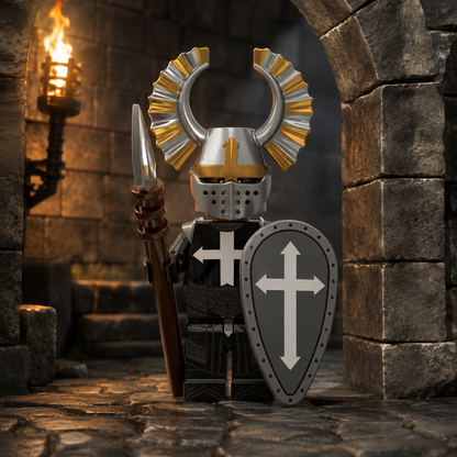 White Cross Knight in a great hall