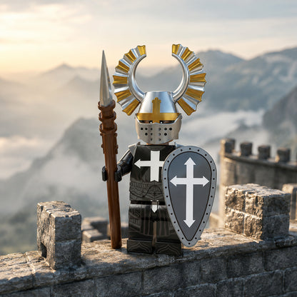 White Cross Knight on the castle wall