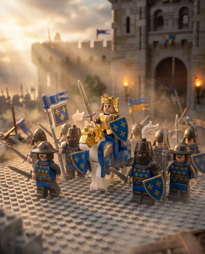 Royal Fleur-de-Lis Knight Set — 12 Figures & Horse