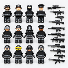 SWAT Special Ops Night Unit complete 12-figure set with weapons on a clean studio background