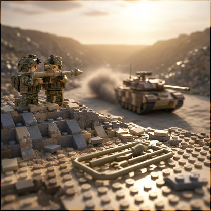 Tan Rocket Accessory Sprue battle scene, hillside ambush