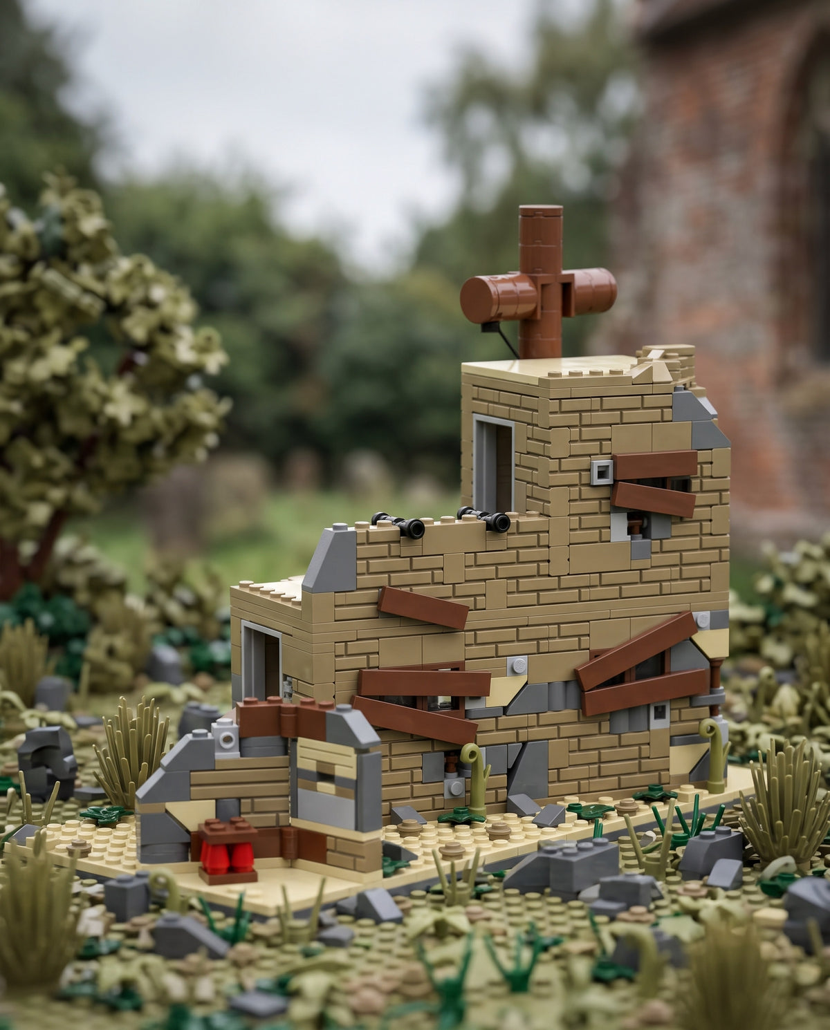 Ruined Chapel with Roof Cross in an illustrative scene. Scenery and additional props not included.